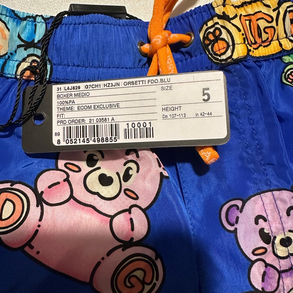 NEW DOLCE & GABBANA | Blue Teddy Bear Swim Trunks | Size 5 - Picture 5 of 9